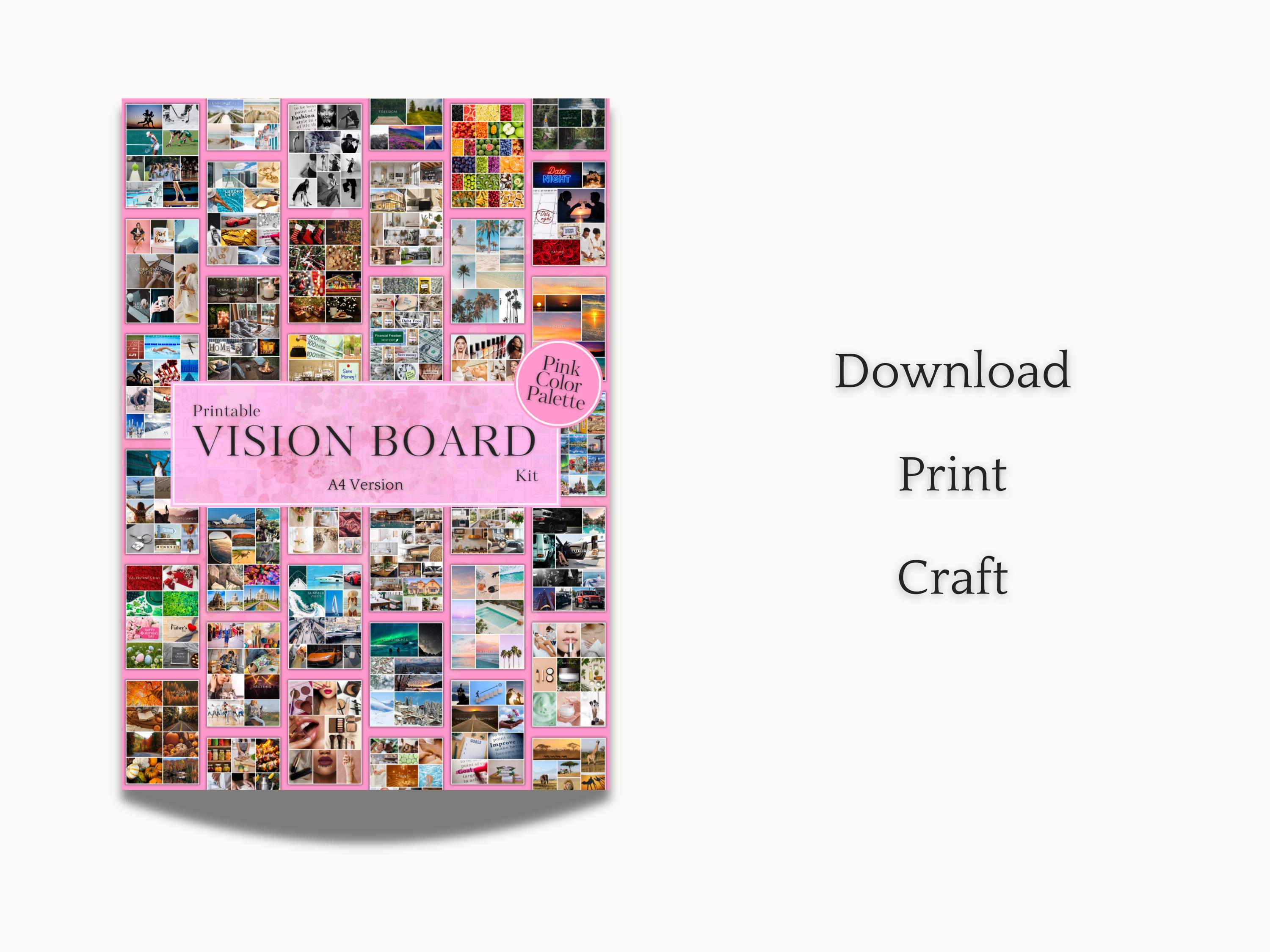 2026 Vision Board Kit Pink - Printable PDF With 1,259+ Images, Stickers ...