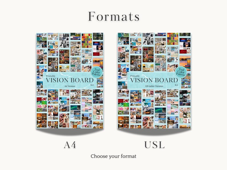 2026 Vision Board Kit Teal - Printable PDF With 1,259+ Images, Stickers ...