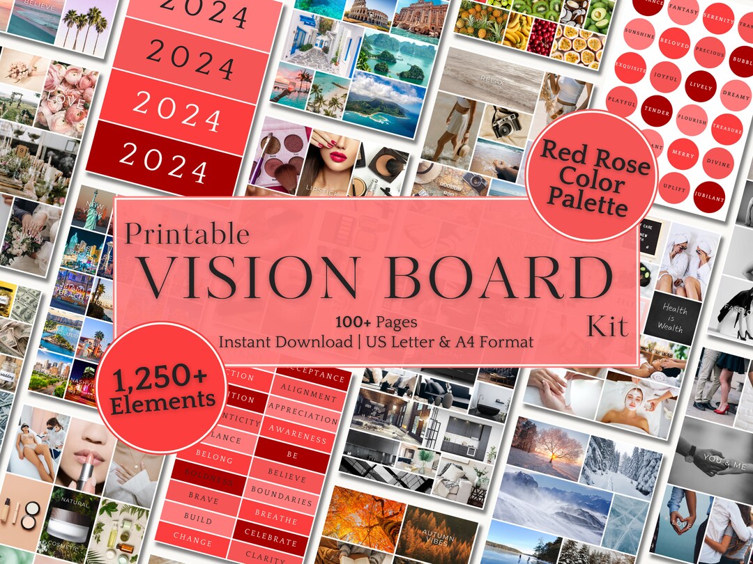 Printable Vision Board PDF Kit for Women 2024 / 2025 Inspiring Images ...