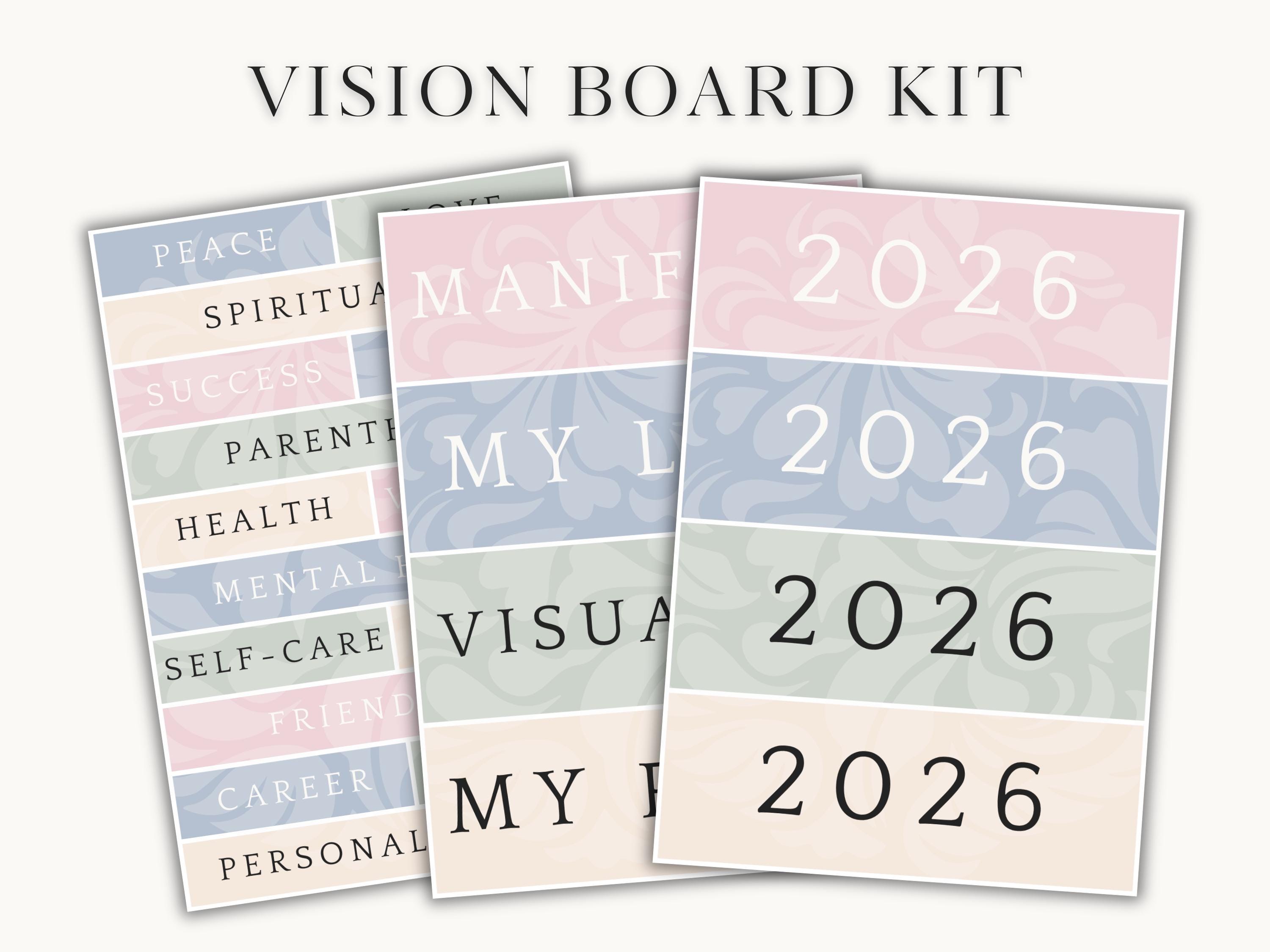 2026 Vision Board Kit Pastel - Printable PDF With 1,259+ Images ...