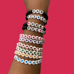 Pulseras de la amistad personalizadas con cuentas, pulsera de arcilla con nombre, idea de regalo hecha a mano, pulsera a juego, joyería para mujeres y adolescentes