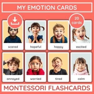 Kids Emotions Flashcards: Montessori Social Emotional Learning (Instant Download)