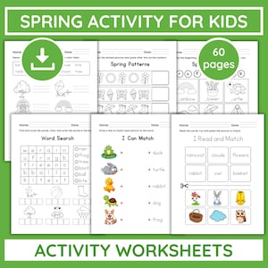 Spring Preschool Worksheet Bundle: Tracing, Counting, Letters (Digital Download PDF)