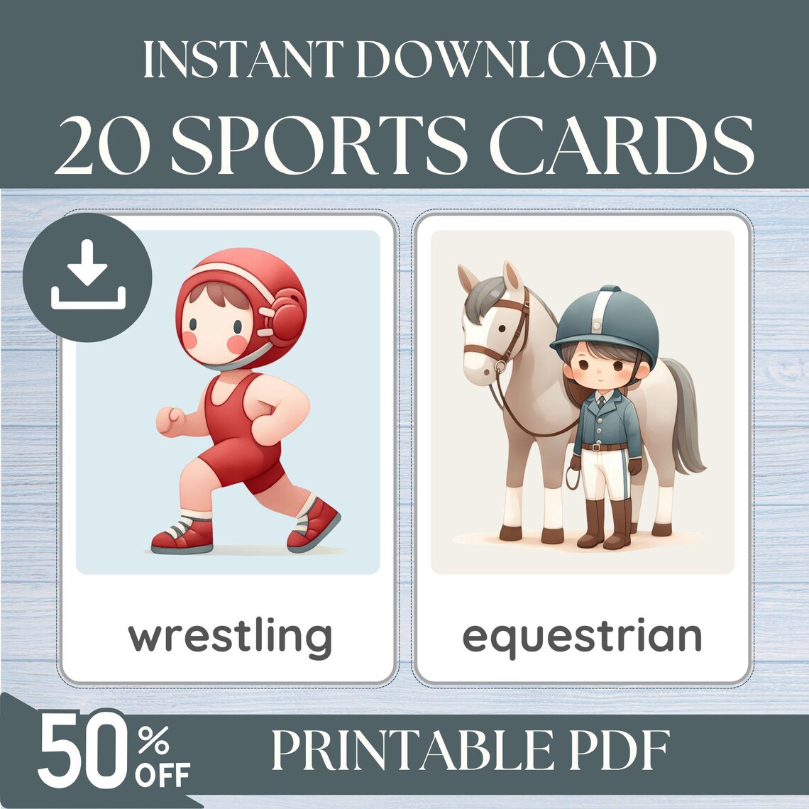 20 Sports Cards, Sports Flashcards, Sports for Kids, Sports for Nursery ...