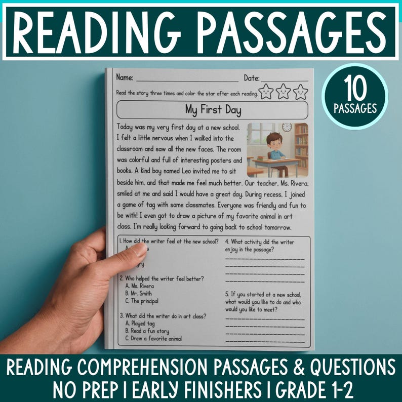 Reading Comprehension Short Stories, Grades 1-3 (digital Download) - Etsy