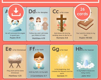 Bibel ABC-Karteikarten: Montessori-Schriftkarten (druckbare PDF-Datei)