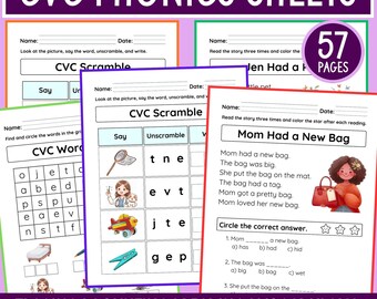 CVC Word Workbook: Phonics Practice, Early Reading (PDF Printable)
