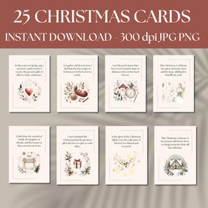 Weihnachtsaffirmations Karteikarten - 25 Tage Weihnachtsinspiration, Weihnachtsfreude, Weihnachtsgeschenk Set, Urlaubsinspiration, PNG, JPG