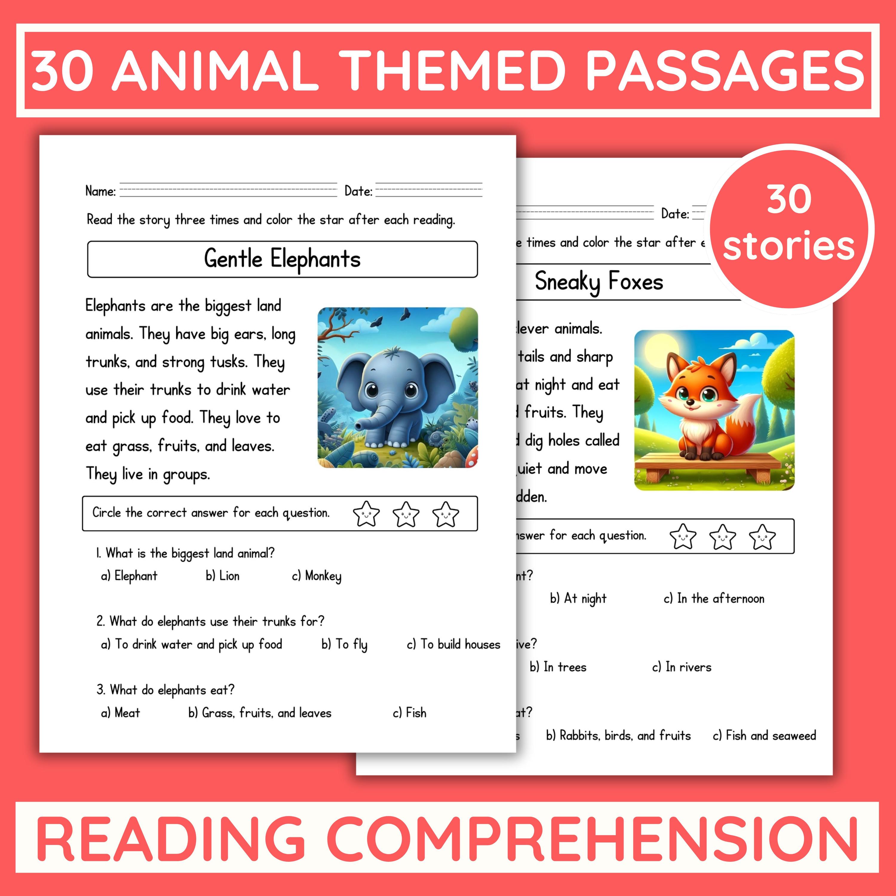 30 Printable Animal Reading Comprehension Worksheets With Short Stories ...