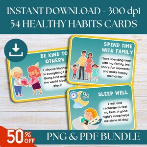 Healthy Habits Flashcards for Kids – Daily Routine Responsibility Cards ...