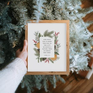 Arte mural con versículo bíblico navideño de Lucas 2:11 / Decoración navideña cristiana moderna / Escrituras imprimibles / Cita bíblica / Impresión de tarjeta navideña