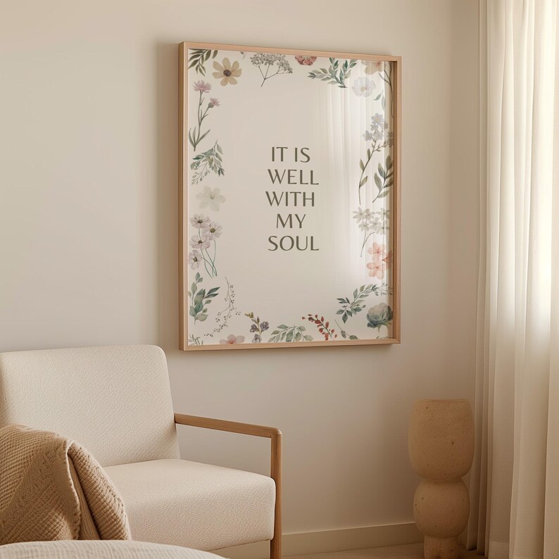 It is Well With My Soul Christian Wall Art, Psalm 46 Bible Verse Print
