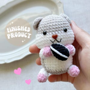 Crochet Gray Hamster with Sunflower seeds Handmade toy/Hamster amigurumi/Emotional Support/Knitted stuffed animal//Ready to Ship from US