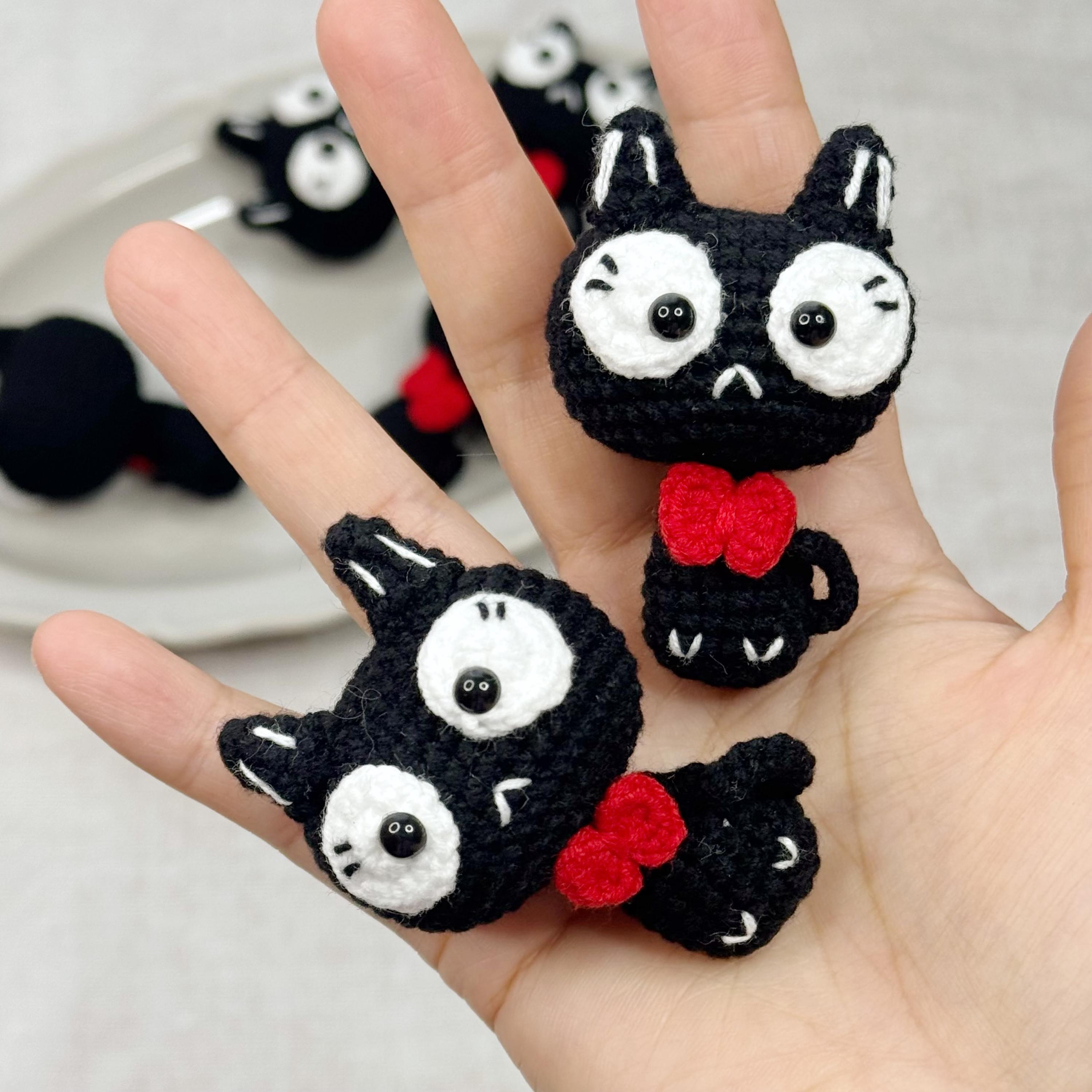 Crocheted Black Cat Keychain, Halloween Kitty Amigurumi - Etsy