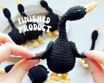 Crochet Black Duck/Goose Amigurumi, Pocket Buddy, Bag Charm