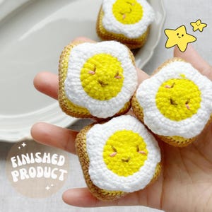 Crochet Breakfast Egg Toast Bread/Kawaii food amigurumi/Emotional Support/Knitted Key chain/Bag charm/Ready to Ship from US