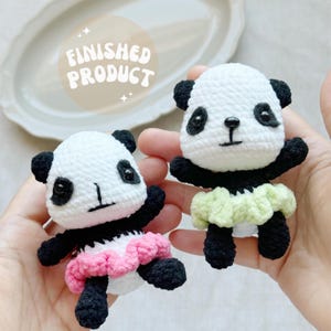 Panda in Ballet Dress handmade crochet toy/Panda amigurumi/Valentine&#39;s Day gift/Knitted animal/Key chain/Bag charm/Ready to Ship from US