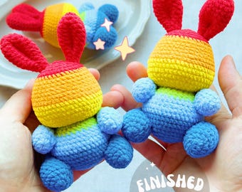 Crochet Rainbow Bunny, LGBTQ Pride Amigurumi, Key Chain
