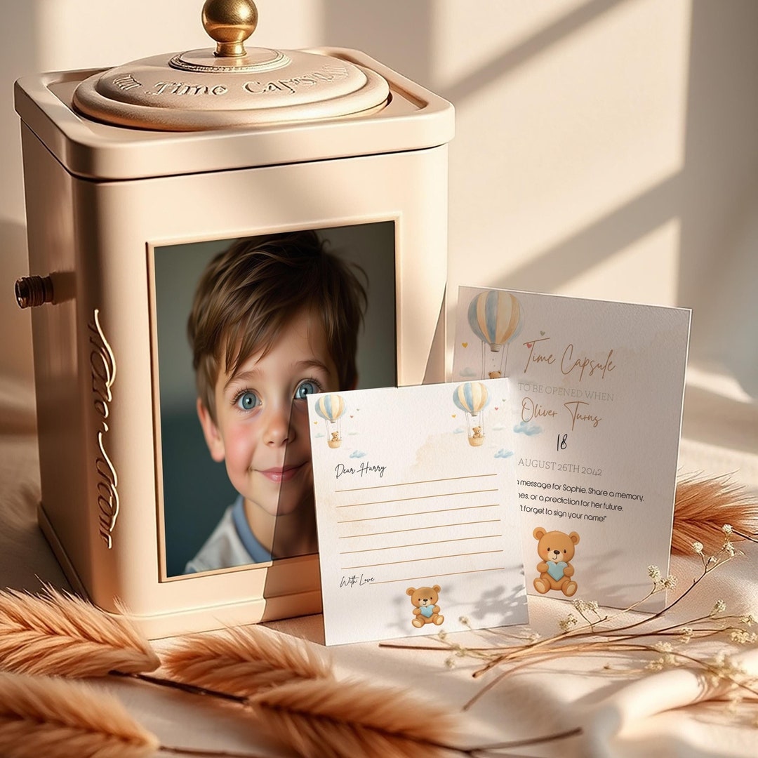 Editable Modern Bear 1st Birthday Time Capsule Template, First Birthday ...