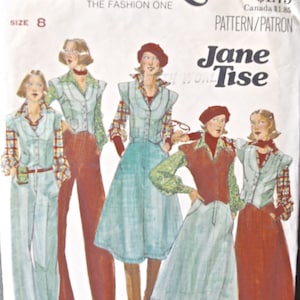 Jane Tise 1970&#39;s Butterick 5050 Vintage Sewing Pattern Vest Skirt and Pants Partially Cut Size 8 Bust 31.5