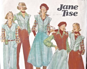 Jane Tise 1970's Butterick 5050 Vintage Sewing Pattern Vest Skirt and Pants Partially Cut Size 8 Bust 31.5