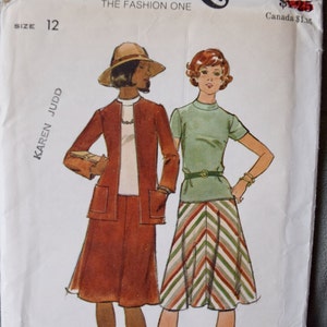 1970&#39;s Butterick 4350 Vintage Sewing Pattern Cardigan Jacket and Low Waist Dress UNCUT Size 12 Bust 34