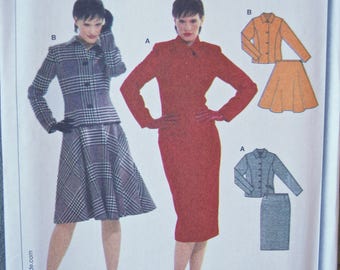 BURDA Sewing Pattern 8164 Misses' Fitted Jacket, Pencil Skirt and Flared Skirt Suit Pattern UNCUT Factory Folds Sizes 6-8-10-12-14-16-18