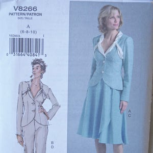 The Vogue Woman Easy Sewing Pattern Vogue 8266 Misses' Fitted Jacket, Wrap Skirt, and Pants UNCUT Factory Folds Sizes 6-8-10 image 1