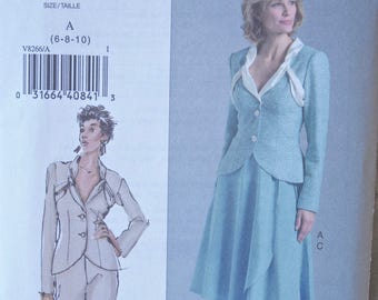 The Vogue Woman Easy Sewing Pattern Vogue 8266 Misses' Fitted Jacket, Wrap Skirt, and Pants UNCUT Factory Folds Sizes 6-8-10