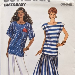 Butterick 4108 Vintage 1980's Sewing Pattern Misses' Loose Fitting Pullover Top Pattern Dirndl Skirt Tapered Pants 80s Style Sz XS-S-M UNCUT image 1