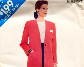 See and Sew 5820 Vintage 1980's Sewing Pattern Misses' Collarless Jacket Patch Pockets and Tapered Pants Pattern 80s Style Sz 8-10-12 UNCUT