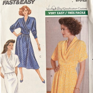 Butterick 4085 Vintage 1980&#39;s Sewing Pattern Misses&#39; Loose Fitting Wrap Top Straight or Flared Skirt 80s Style Sz 6-8-10 UNCUT FF Very Easy