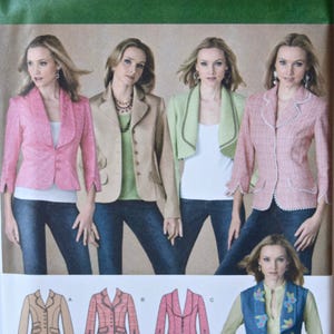 Simplicity 4281 Sewing Pattern Misses' Lined Jacket or Vest with Length and Collar Variations UNCUT Factory Folds Sizes 6-8-10-12-14 image 1