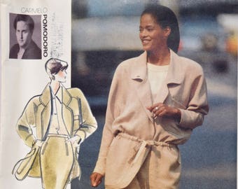 Vogue 2610 Sewing Pattern Carmelo Pomodoro 1990s Jacket Loose Fitting Drawstring Tapered Skirt Vogue American Designer UNCUT FF Size 8-10-12