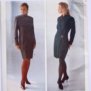 Sewing Pattern Anne Klein Vogue 2569 American Designer Vintage 1990s Wrap Dress Extended Shoulders UNCUT Factory Folds Size 8-10-12