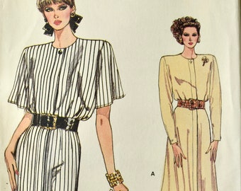 Vogue 9830 Sewing Pattern: 1980s Blouson Dress, Sizes 8-12