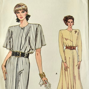 Vogue 9830 UNCUT Sewing Pattern Vintage 1980s Dress  Pleated Blouson Semi-Fitted Very Easy Very Vogue Sizes 8-12