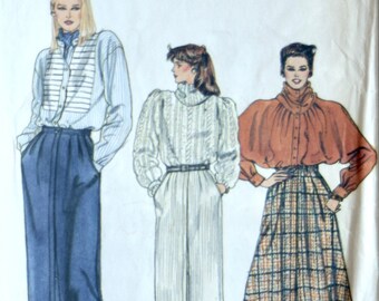 Vogue 8528 Sewing Pattern Vintage 1980s Straight or Flared Skirt Slant Pockets Very Easy Very Vogue Size 14-16-18