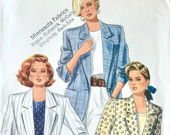 Butterick 4641 Sewing Pattern Vintage 1980s Fast and Easy Misses' Jacket Pattern Loose Fitting Unlined Notched Collar Sizes 8-10-12