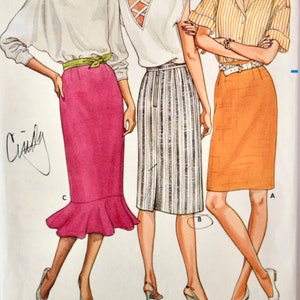 Butterick 3150 Fast and Easy Sewing Pattern Vintage 1980s Straight Fitted Skirt Waistband Hemline Flounce Sizes 6-8-10