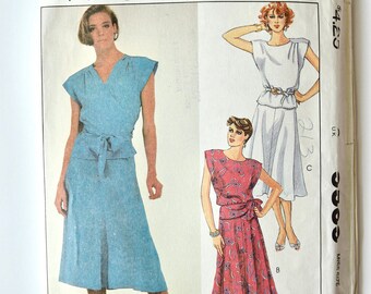 McCalls 9539 Sewing Pattern Vintage 1980s Misses' Tops and Skirt - Sleeveless Top with Ties Bias Flared Skirt -  Size 10