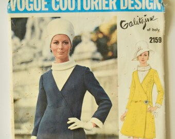 Galitzine of Italy Vogue 2159 Vintage 1960's Sewing Pattern Vogue Couturier Design Misses' MOD Dress and Top UNCUT Factory Folds Size 12