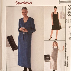 McCall's 2348 EASY Sewing Pattern Vintage 1990s Square Neckline Sleeveless Dress V Neckline Unlined Jacket  UNCUT FF Sizes 12-14-16-18