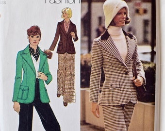 1970's Simplicity 5869 Vintage Sewing Pattern Young Contemporary Fashion Jacket and Pants UNCUT Factory Folds Bust 31.5"