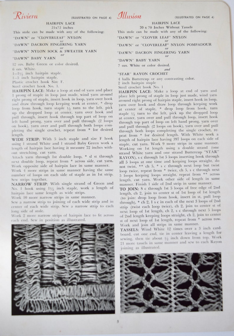 Stoles and Shrugs Vintage 1950s Knitting Crochet Hairpin Lace Pattern Booklet The American Thread Company image 6