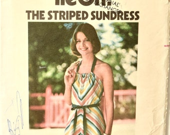 Butterick 4825 Vintage 1980s Sewing Pattern Tie On! The Striped Sundress Back Wrap Dress with Drawstring and Flare Size Medium