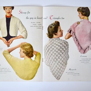 Stoles and Shrugs Vintage 1950s Knitting Crochet Hairpin Lace Pattern Booklet The American Thread Company image 3