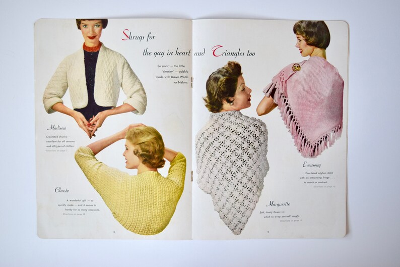 Stoles and Shrugs Vintage 1950s Knitting Crochet Hairpin Lace Pattern Booklet The American Thread Company image 3