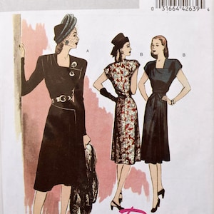 Retro Butterick B5281 Sewing Pattern Vintage 1940's Reproduction Dress Square Neck Waist Seam 40s Style  UNCUT Factory Folds Size 6-12
