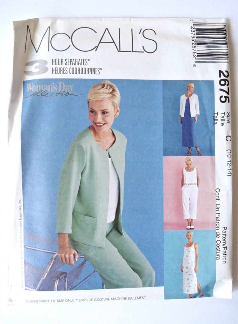 McCall's 2675 Sewing Pattern Misses' Unlined Jacket Dress Top and Pull On Pants 3 Hours Women's Day Collection UNCUT FF Sizes 10-12-14 image 2